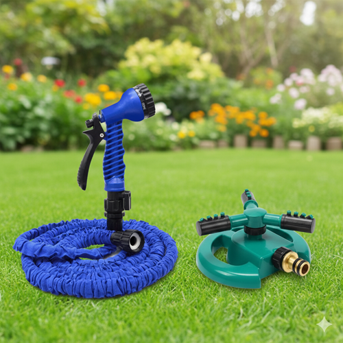 رشاش مياه للحدائق + هدية خرطوم قابل للتمدد 22.5 متر 🎁